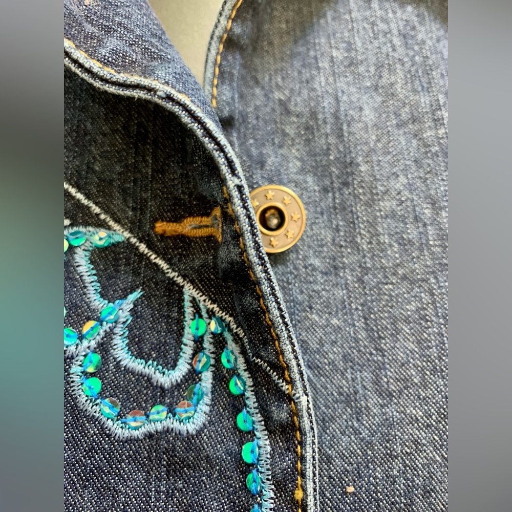 Tradition Country Collection Vintage Denim Jean Jacket Embroidered Sz XL Sequins - Picture 10 of 15